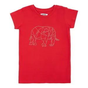 Girls Casual Red Half Sleeves  T-Shirt