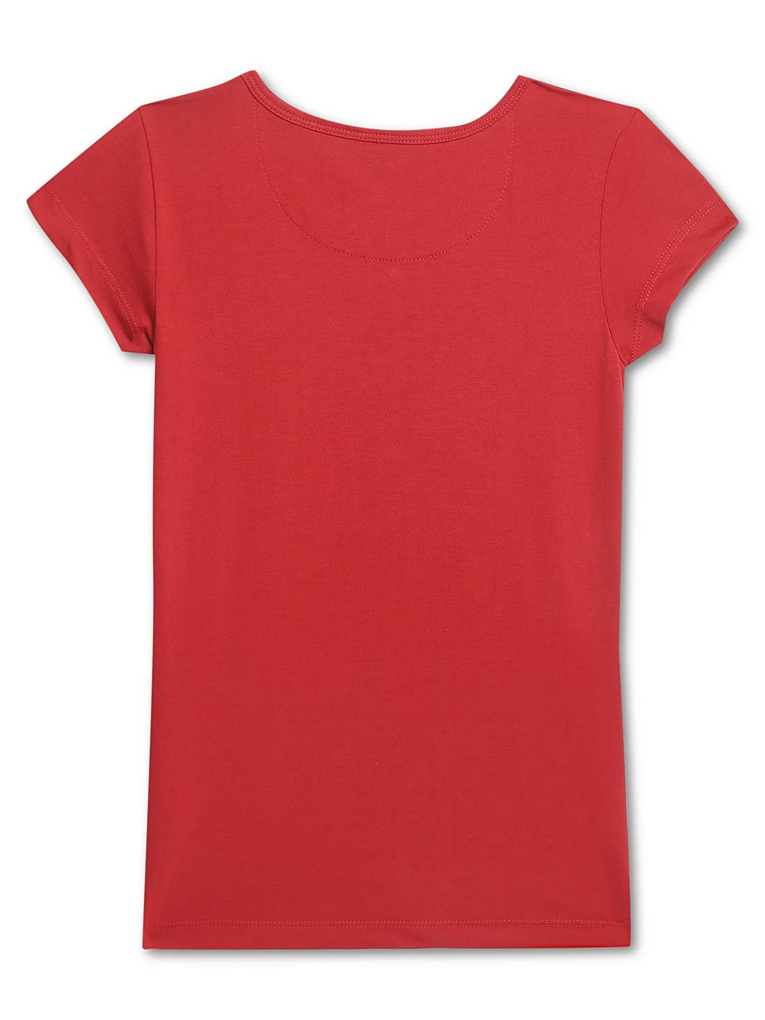 Girls Red Round Neck Printed T-Shirt