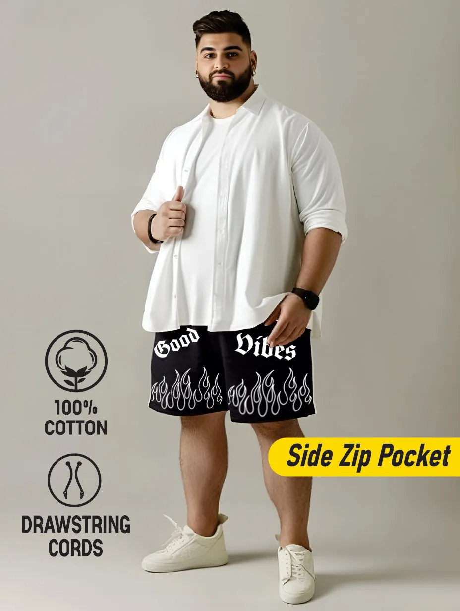 Good Vibes Flame Cotton Plus Size Shorts