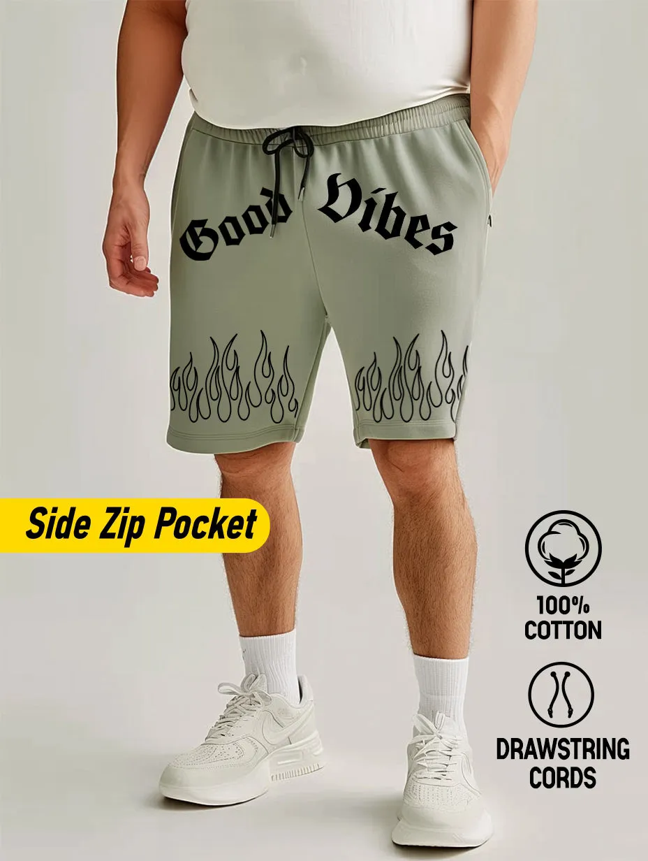 Good Vibes Flame Cotton Plus Size Shorts