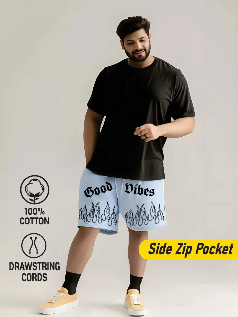 Good Vibes Flame Cotton Plus Size Shorts