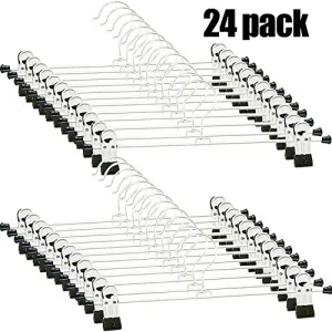 GoodtoU Pants-Hangers-Skirt-with-Clips 24 PCS Skirt Hangers Pants Hanger with Clips Metal Pant Hangers Space Saving for Pants Skirts Clothes