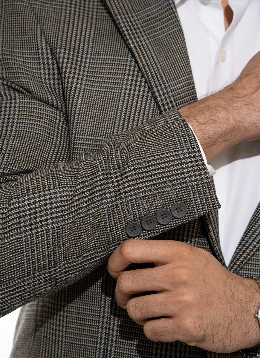 Grey Glen Plaid Checks Worsted Tweed Classic Blazer