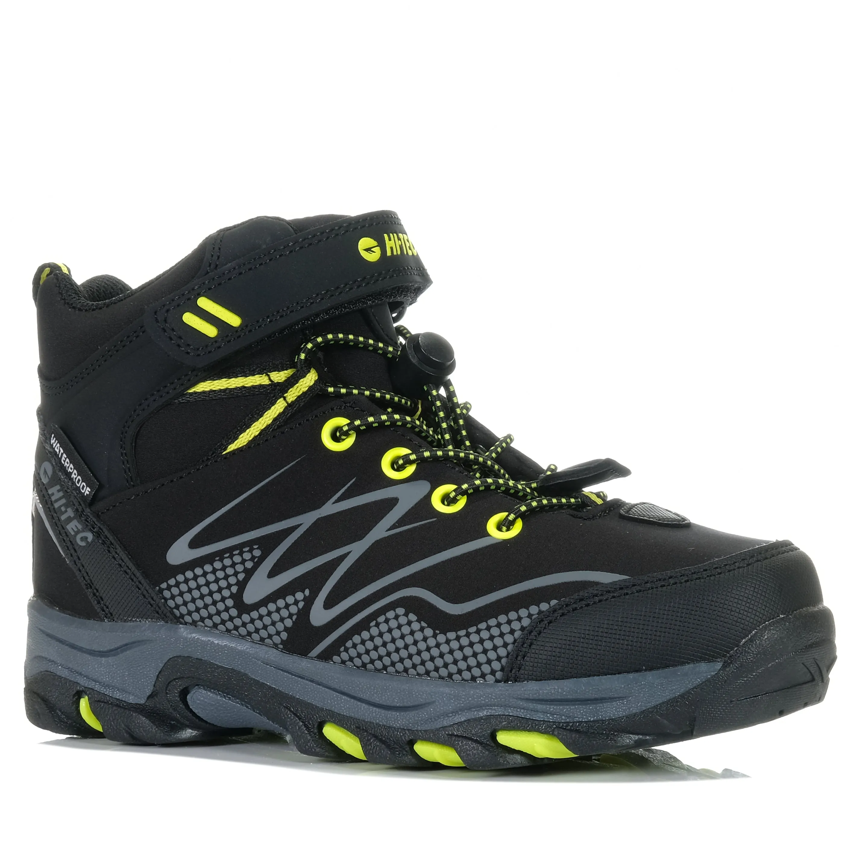 Hi-Tec Blackout Mid Waterproof Junior Black/Lime