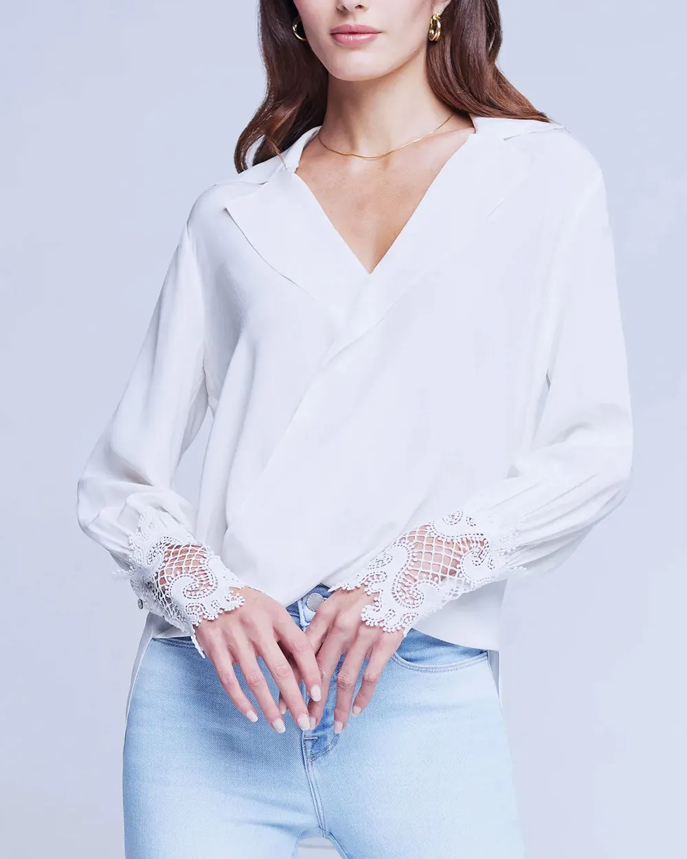 Ivory Joah Lace Cuff Blouse