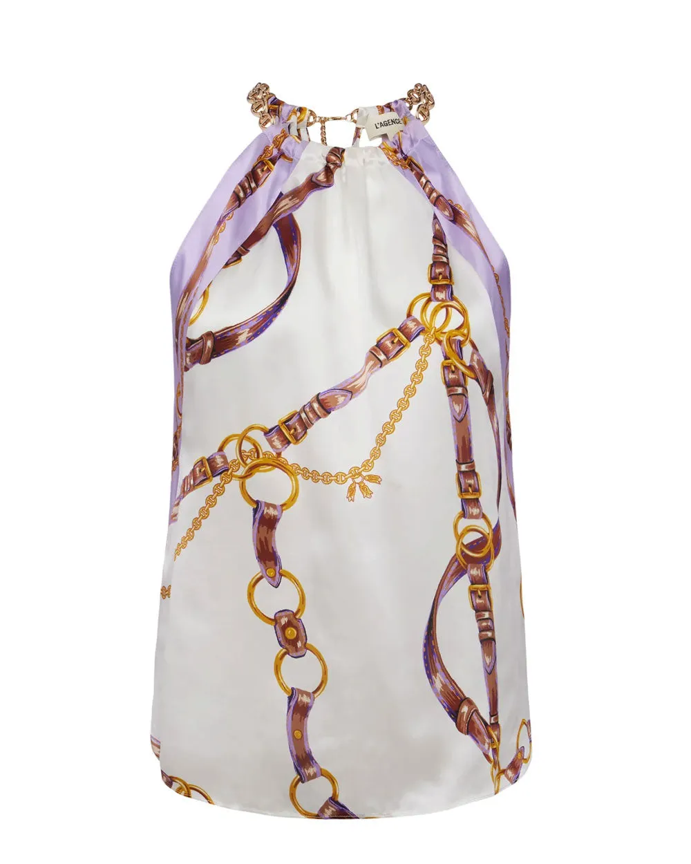 Ivory Multi Tillie Chain Neck Scarf Top