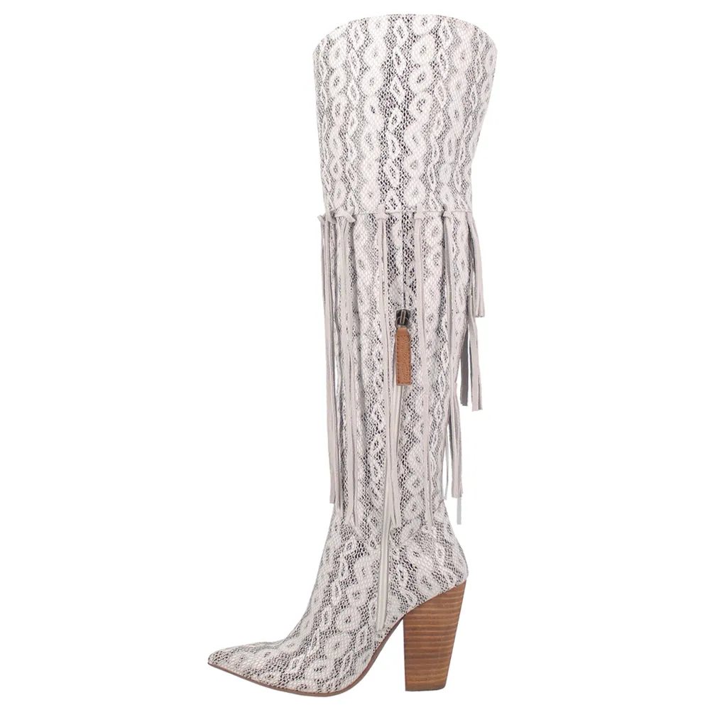 Kitty Kat Fringe Snake Snip Toe Cowboy Boots