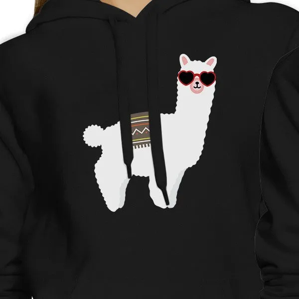 Llamas With Sunglasses BFF Matching Black Hoodies