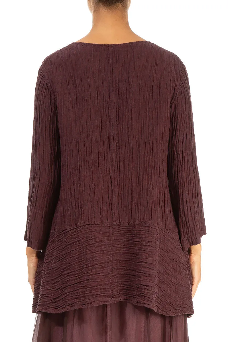 Loose Crinkled Merlot Silk Tunic