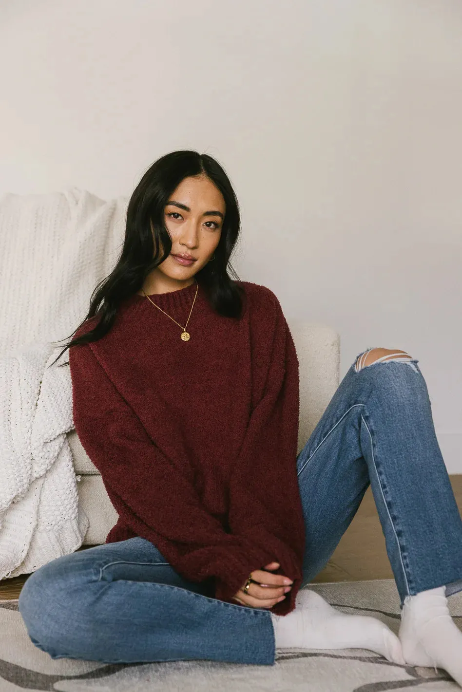 Madilyn Cozy Sweater in Wine - FINAL SALE