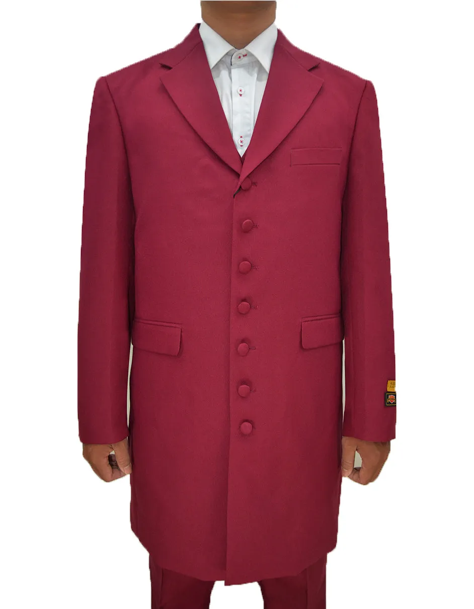 Mens Classic Vested Burgundy Suit