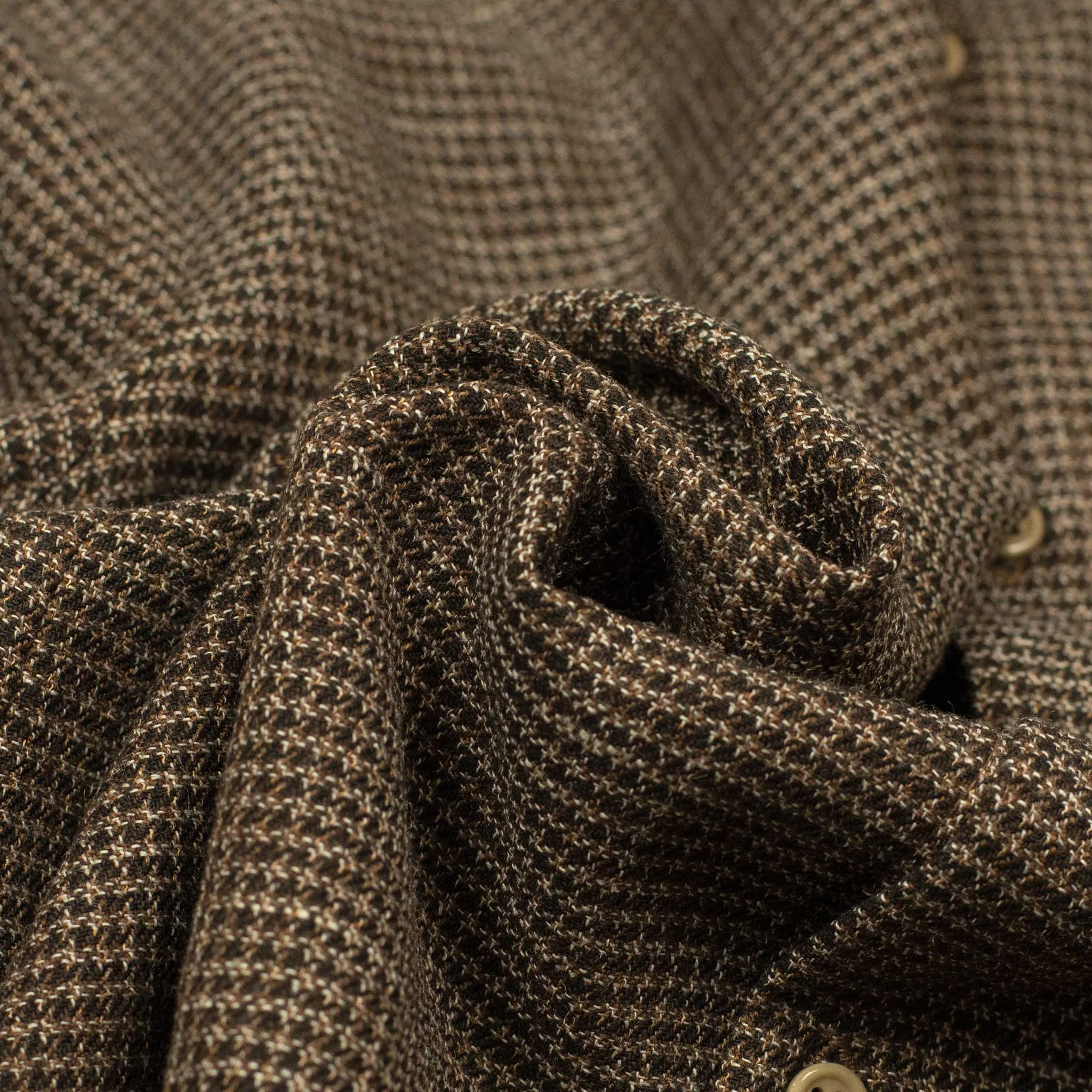 Micro-check shirt in brown wool