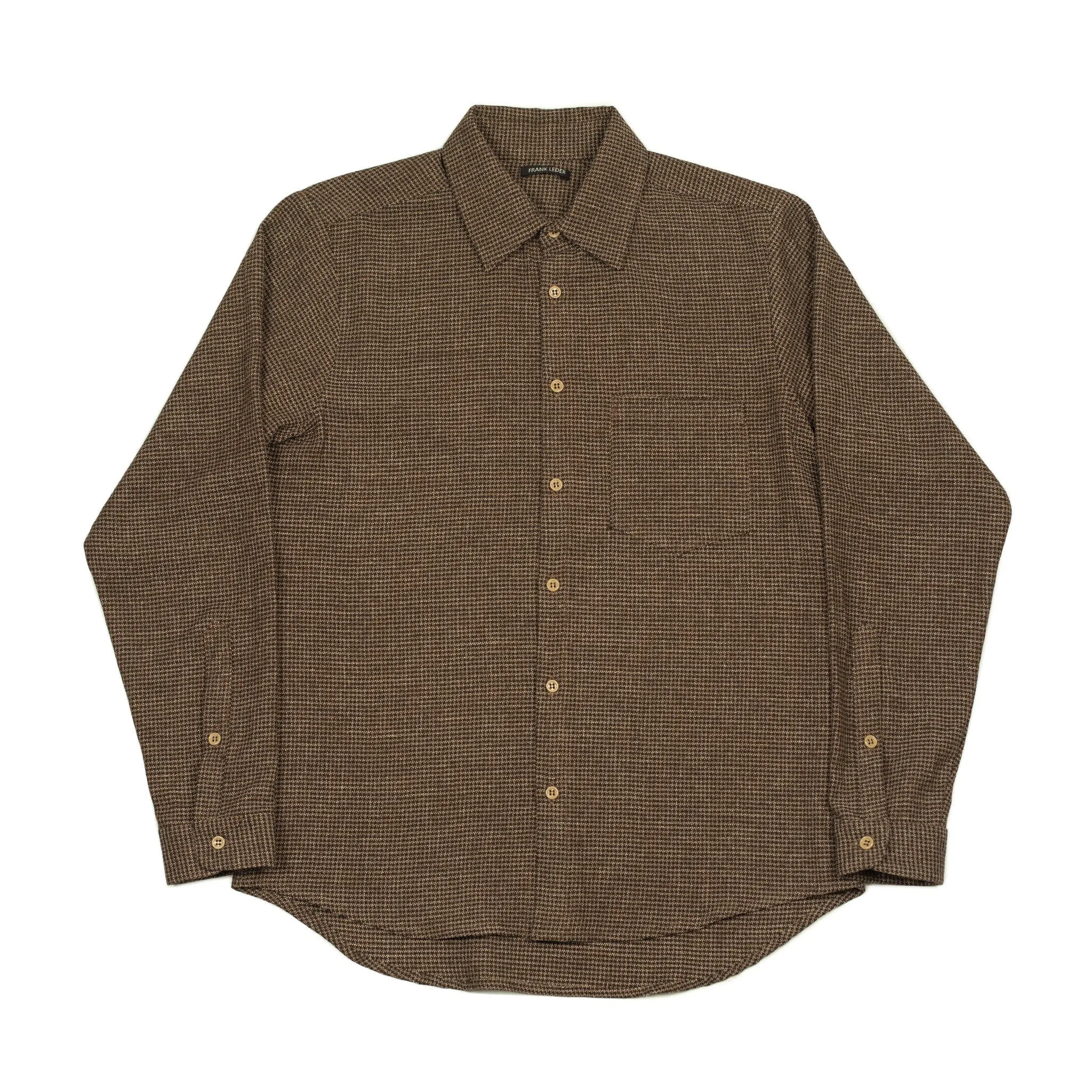 Micro-check shirt in brown wool