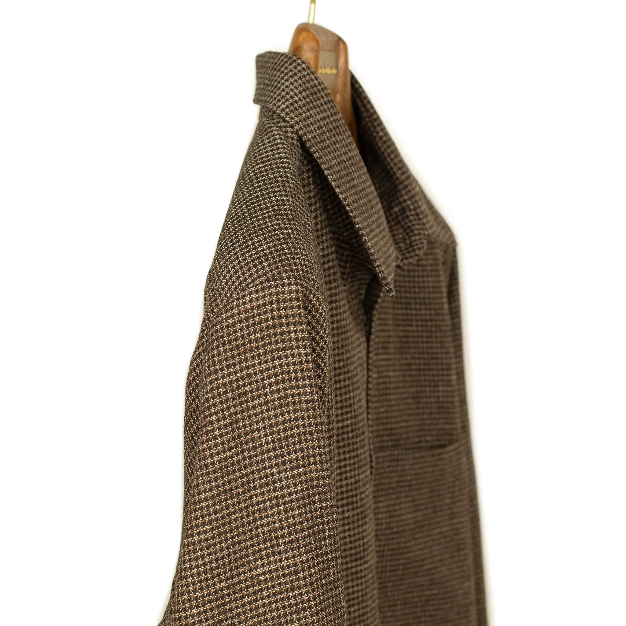 Micro-check shirt in brown wool