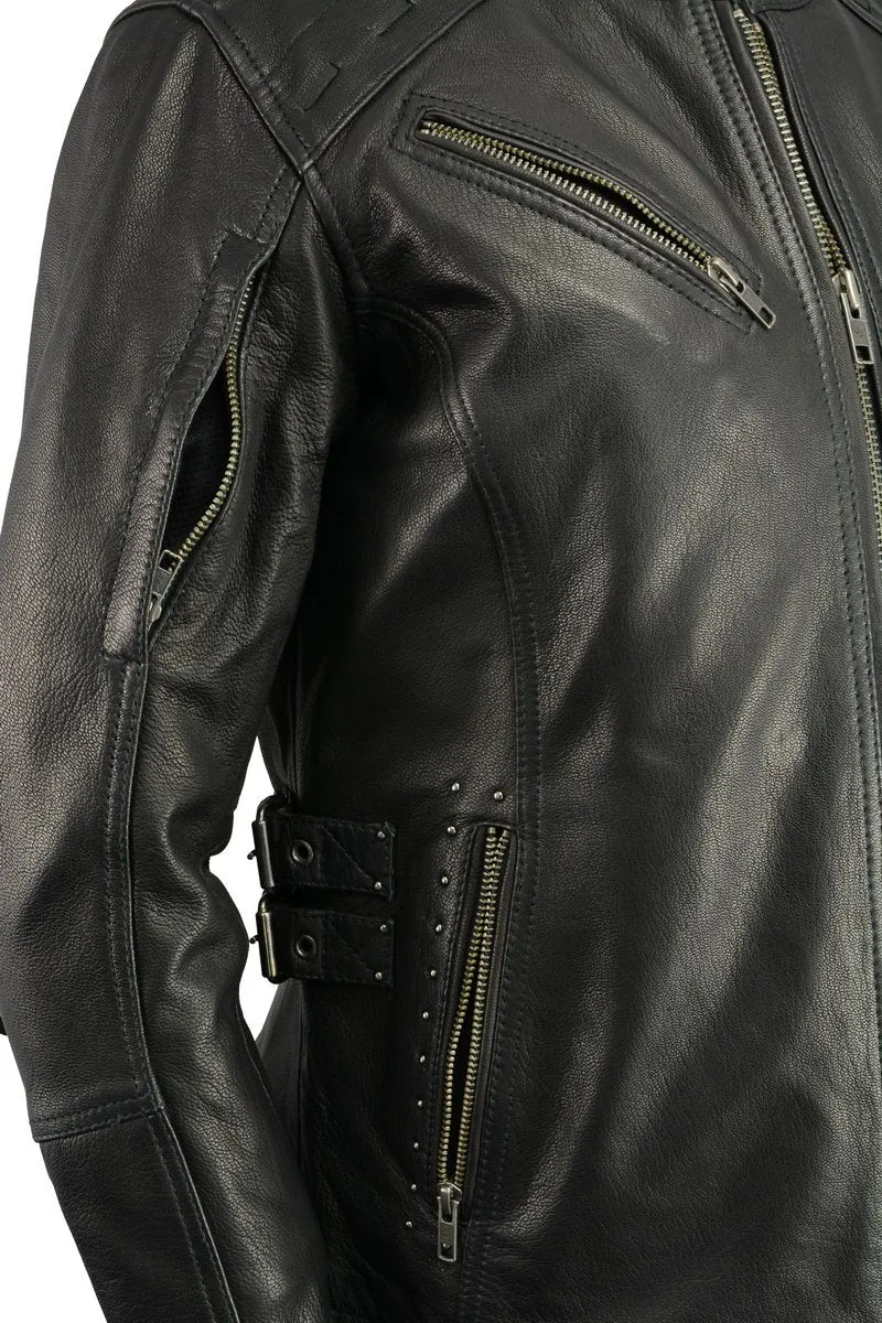 Milwaukee Leather MLL2565 Women's Black Fringed Lightweight Leather Racer Motorcycle Jacket