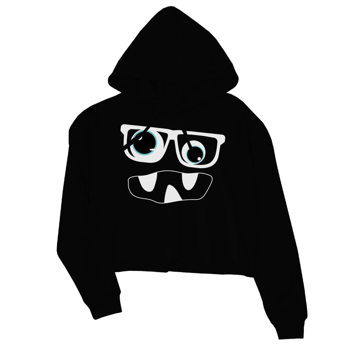 Monster With Glasses Womens Crop Hoodie