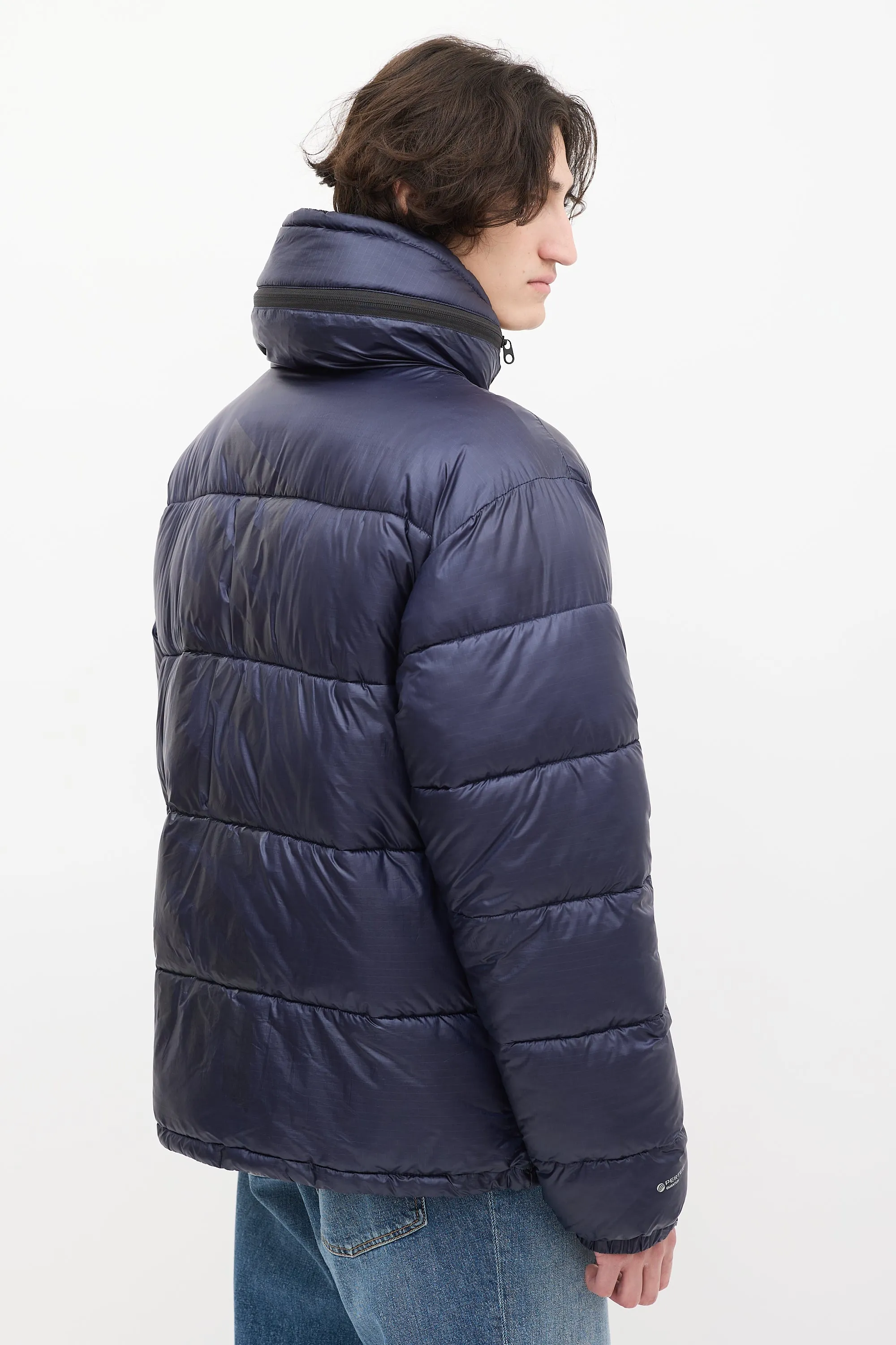 Navy Nylon Pertex Fuse Puffa Puffer Jacket