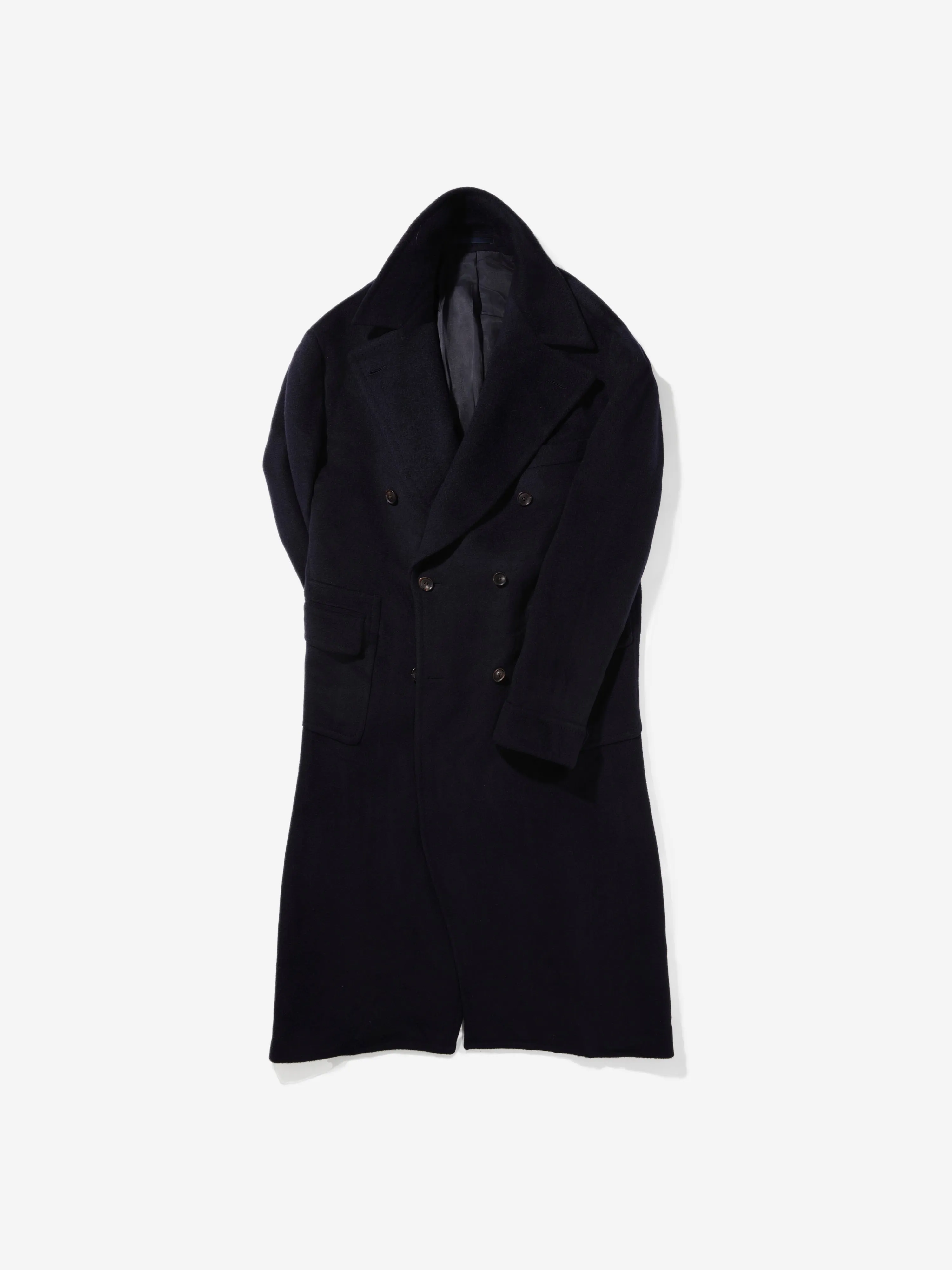 Navy Virgin Wool Polo Coat