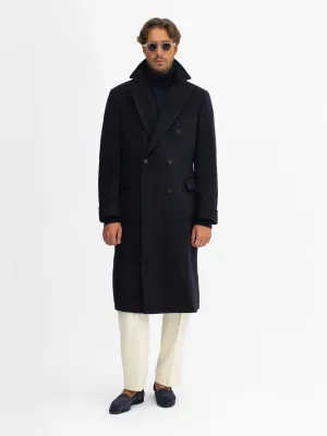 Navy Virgin Wool Polo Coat