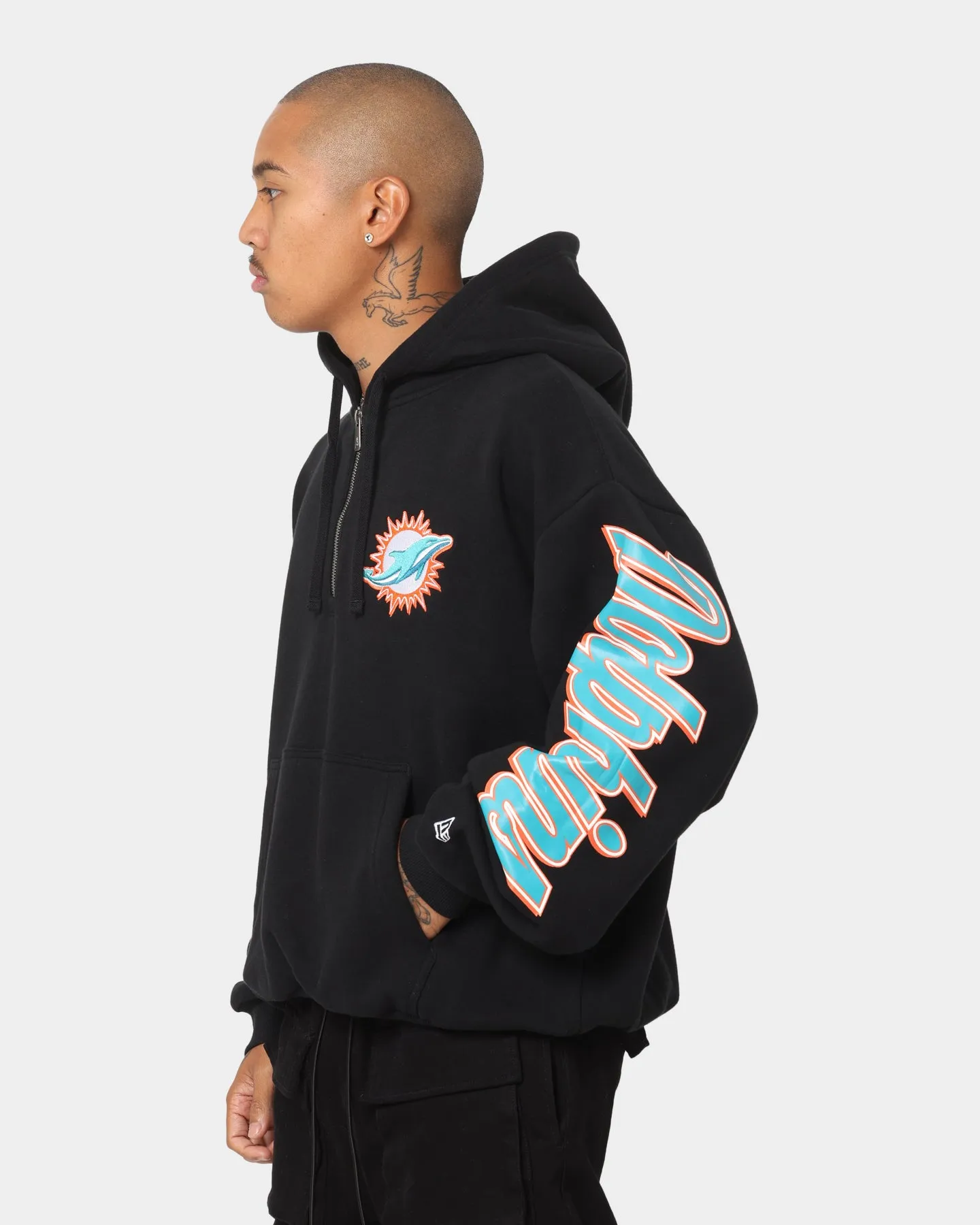 New Era Miami Dolphins Script Zip Hoodie Black