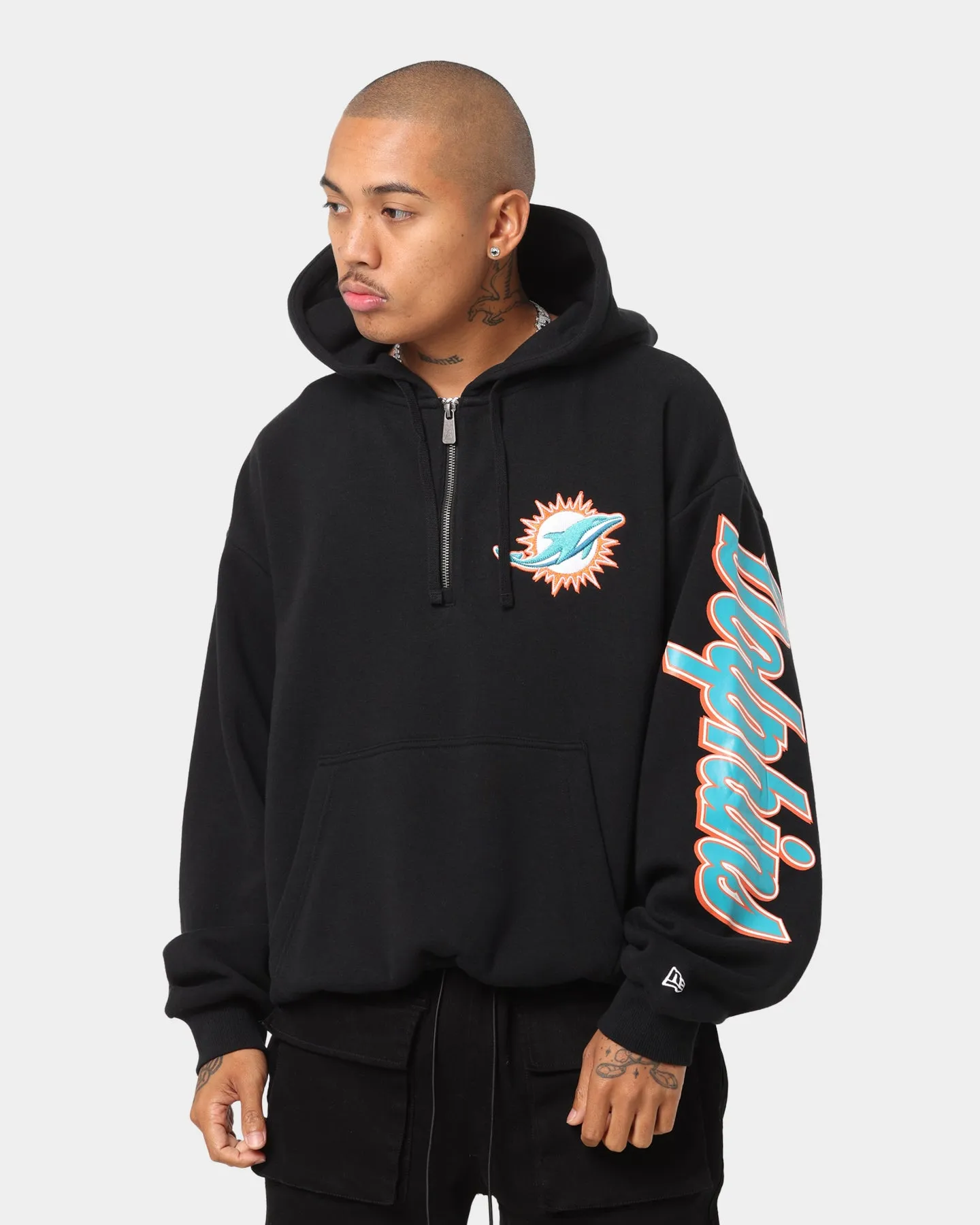 New Era Miami Dolphins Script Zip Hoodie Black