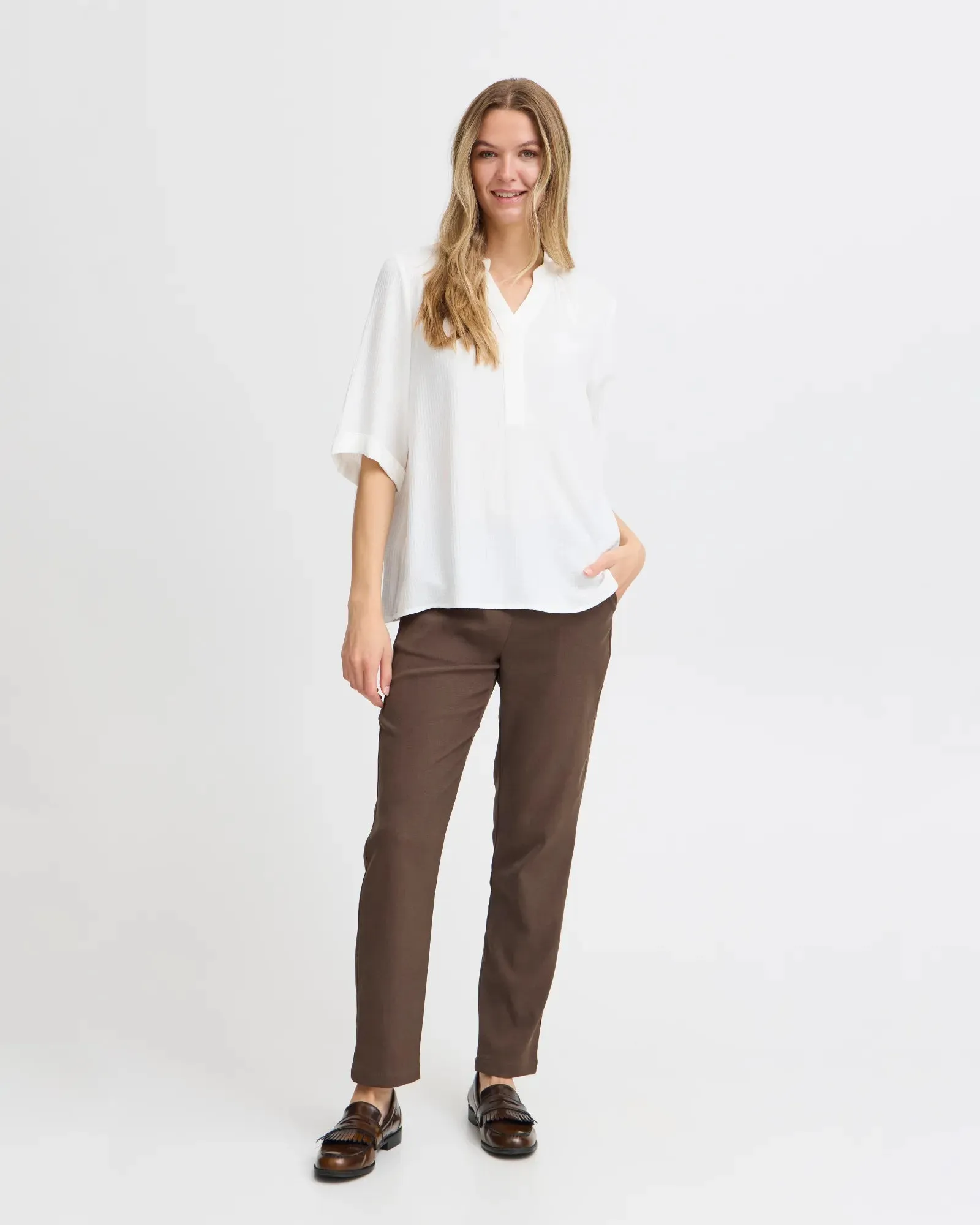 Oline 1/2 Sleeve Blouse - Blanc de Blanc