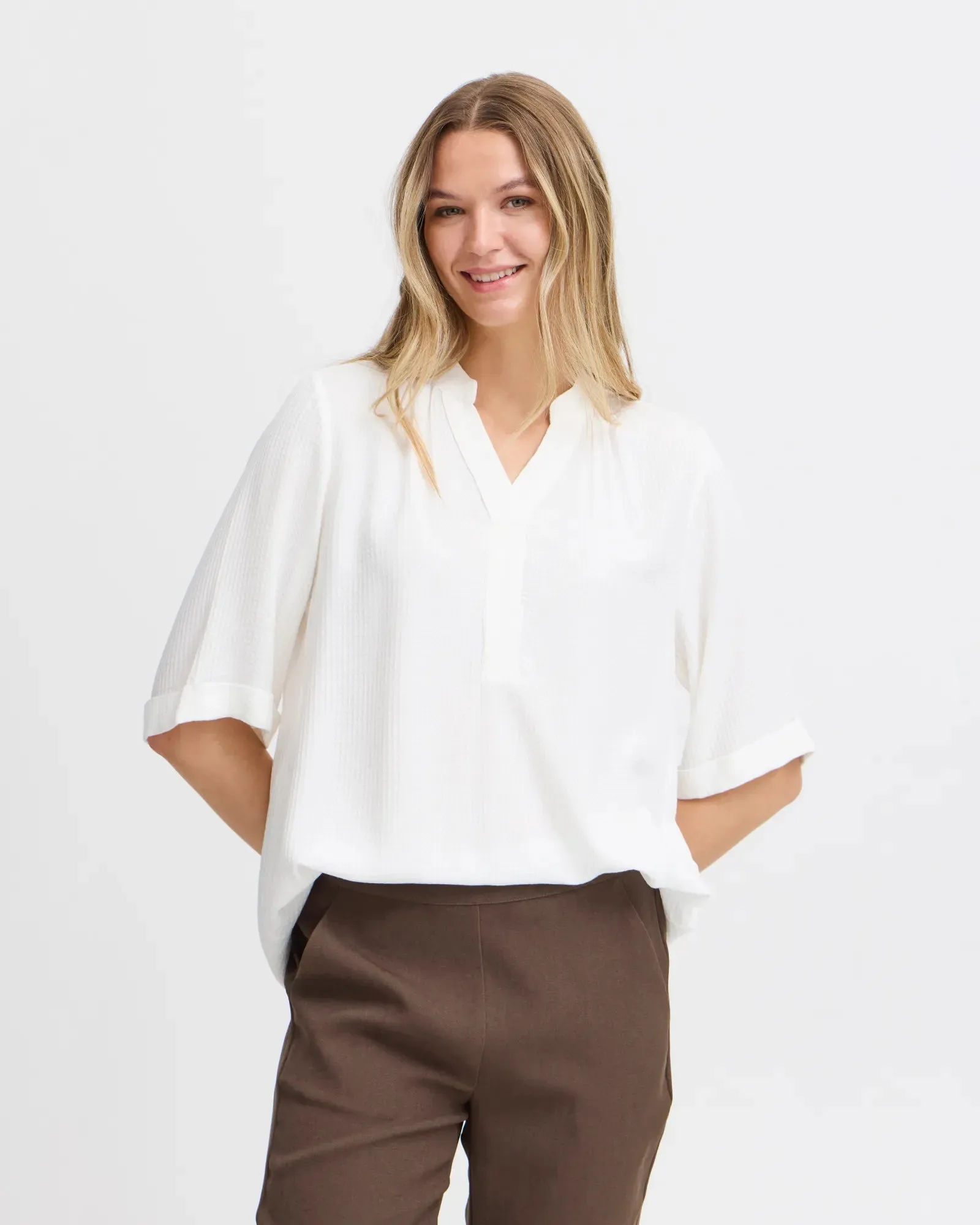 Oline 1/2 Sleeve Blouse - Blanc de Blanc