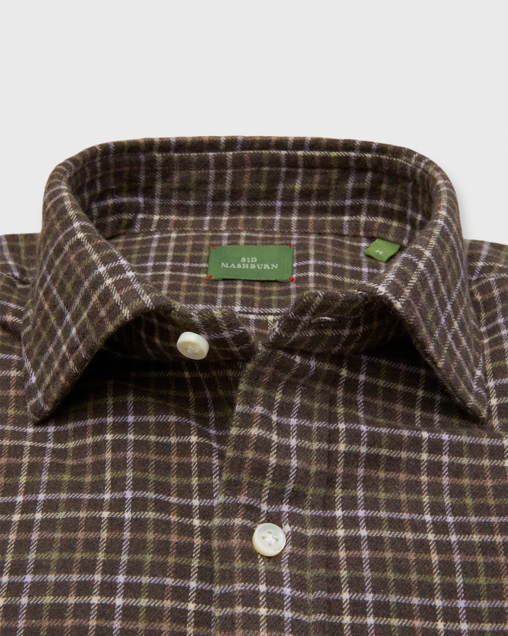 Otto Handmade Sport Shirt in Brown/Lavender/Olive Tattersall Flannel