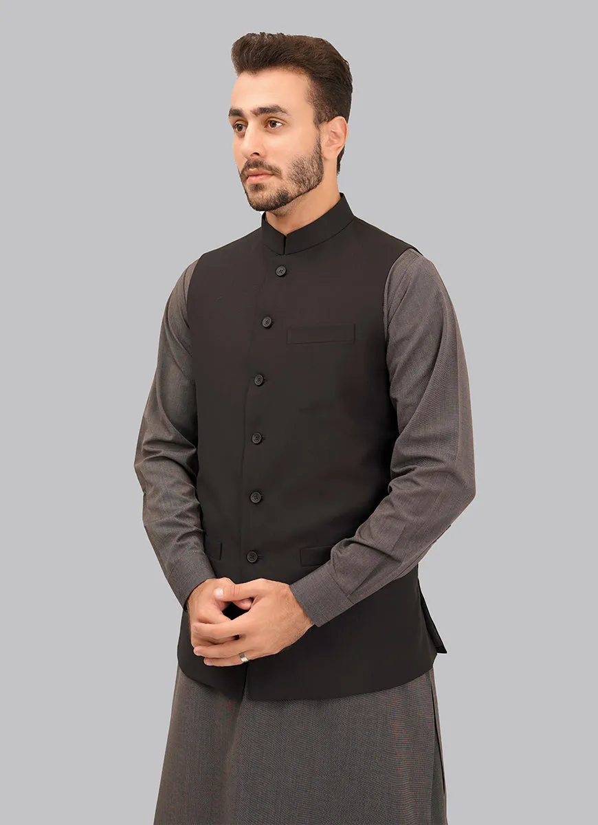 Plain Black Waist Coat