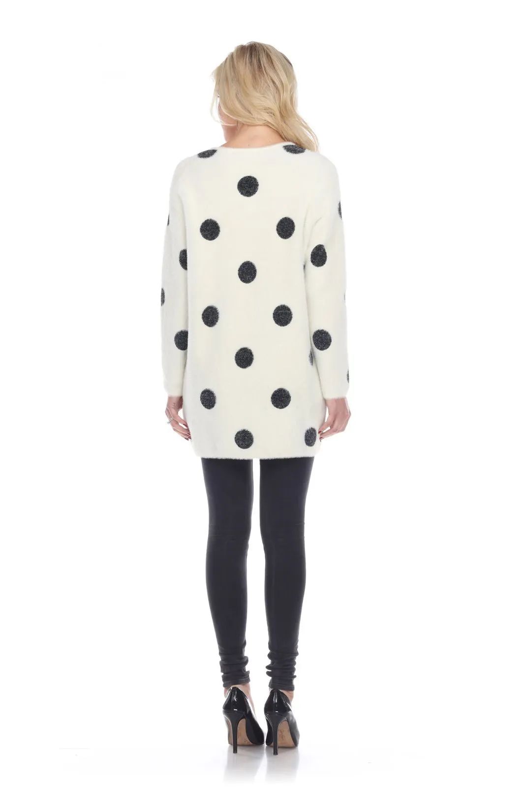 Polka Dot Knit Open Sweater