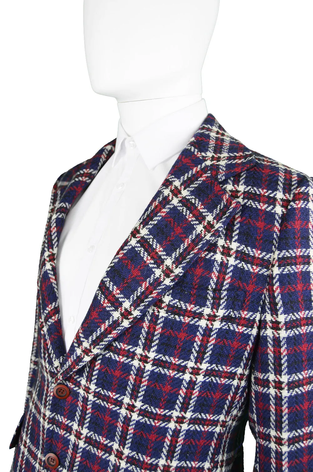 Preowned Blue, White & Red Vintage Checked Jacket, 1960s