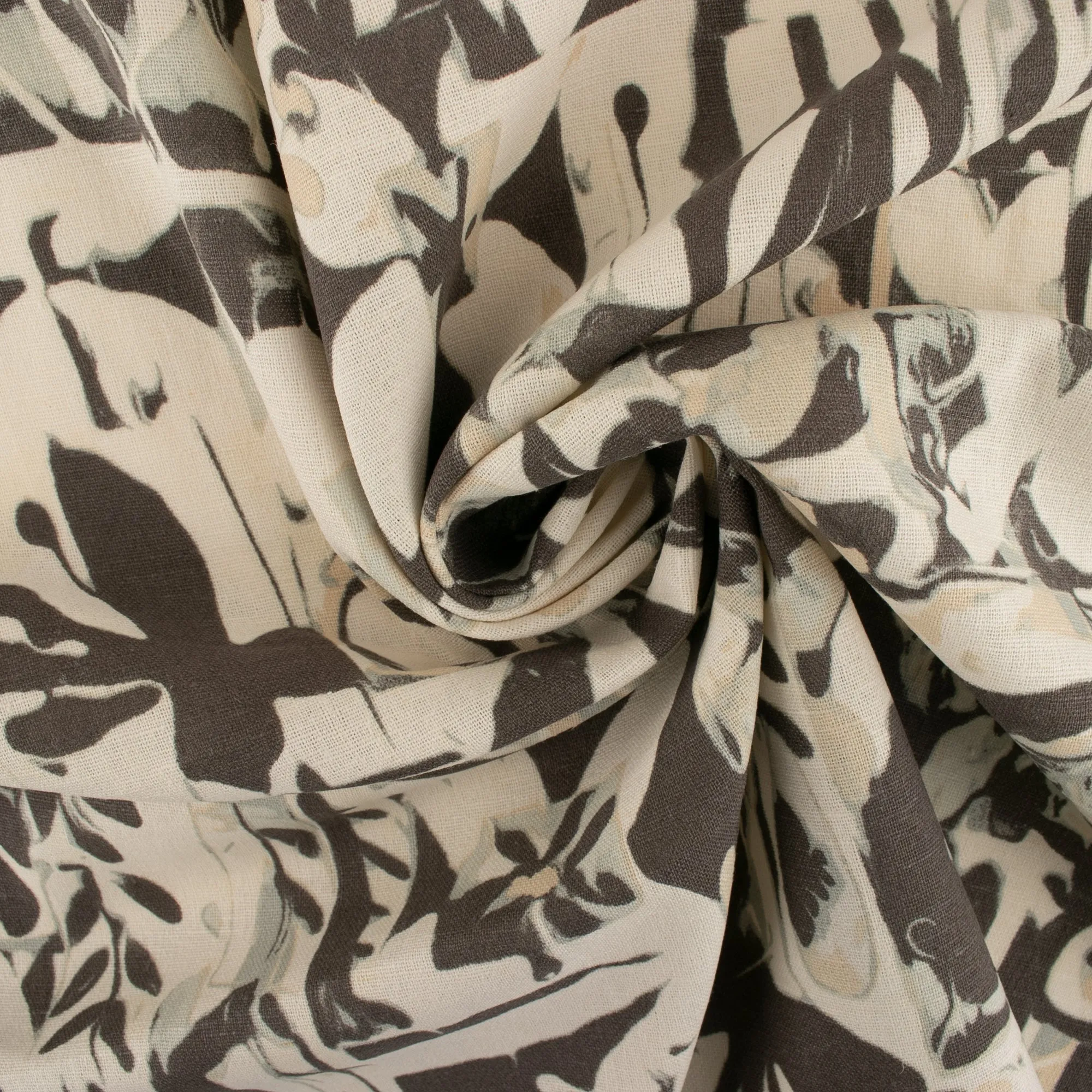 Printed Rayon Linen - BORA BORA - Abstract - Brown