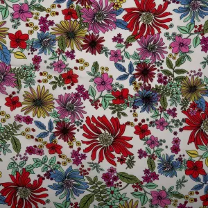 Printed Rayon Poplin - POPPY - Daisy - White