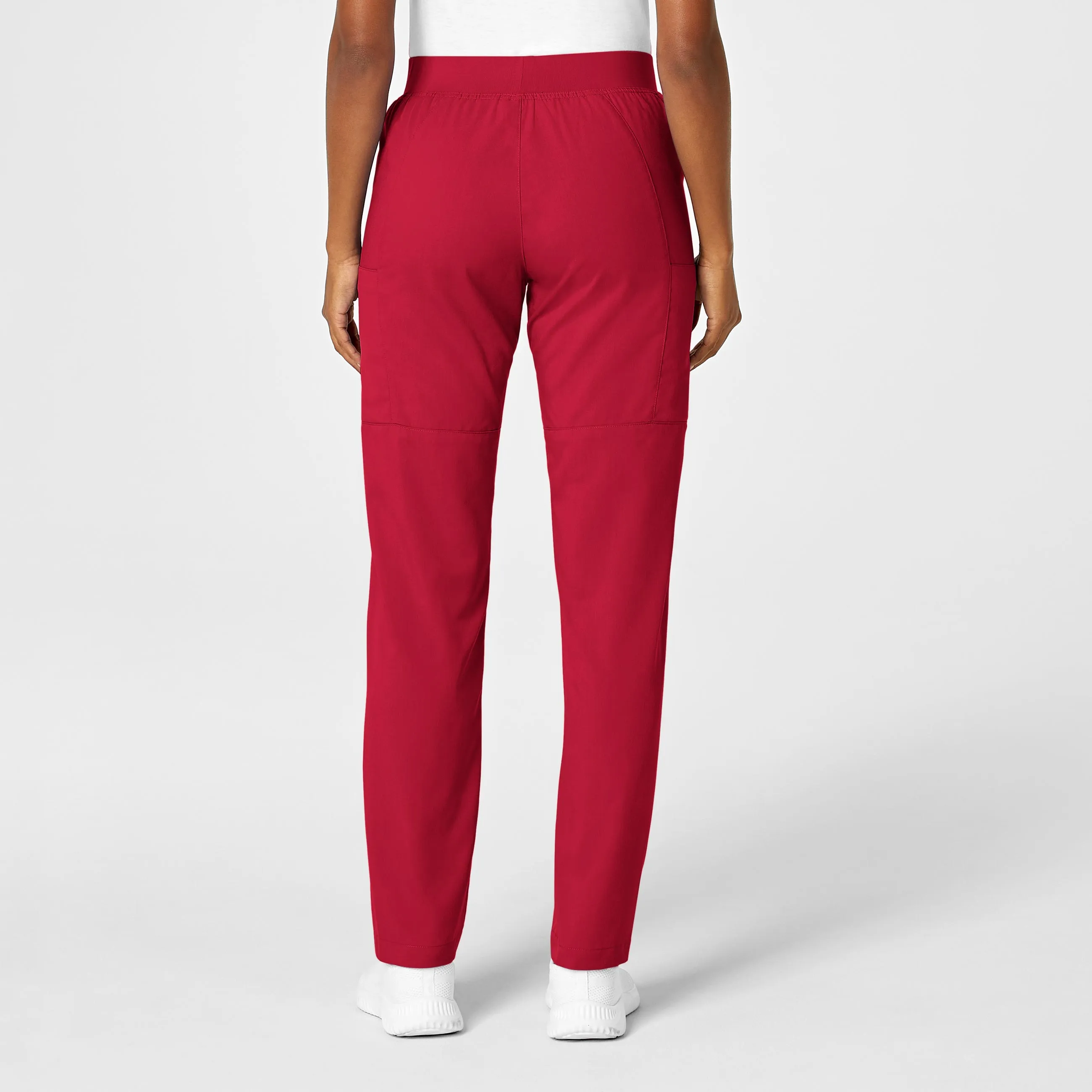 PRO Women's Knit Waist Cargo Scrub Pant - Red