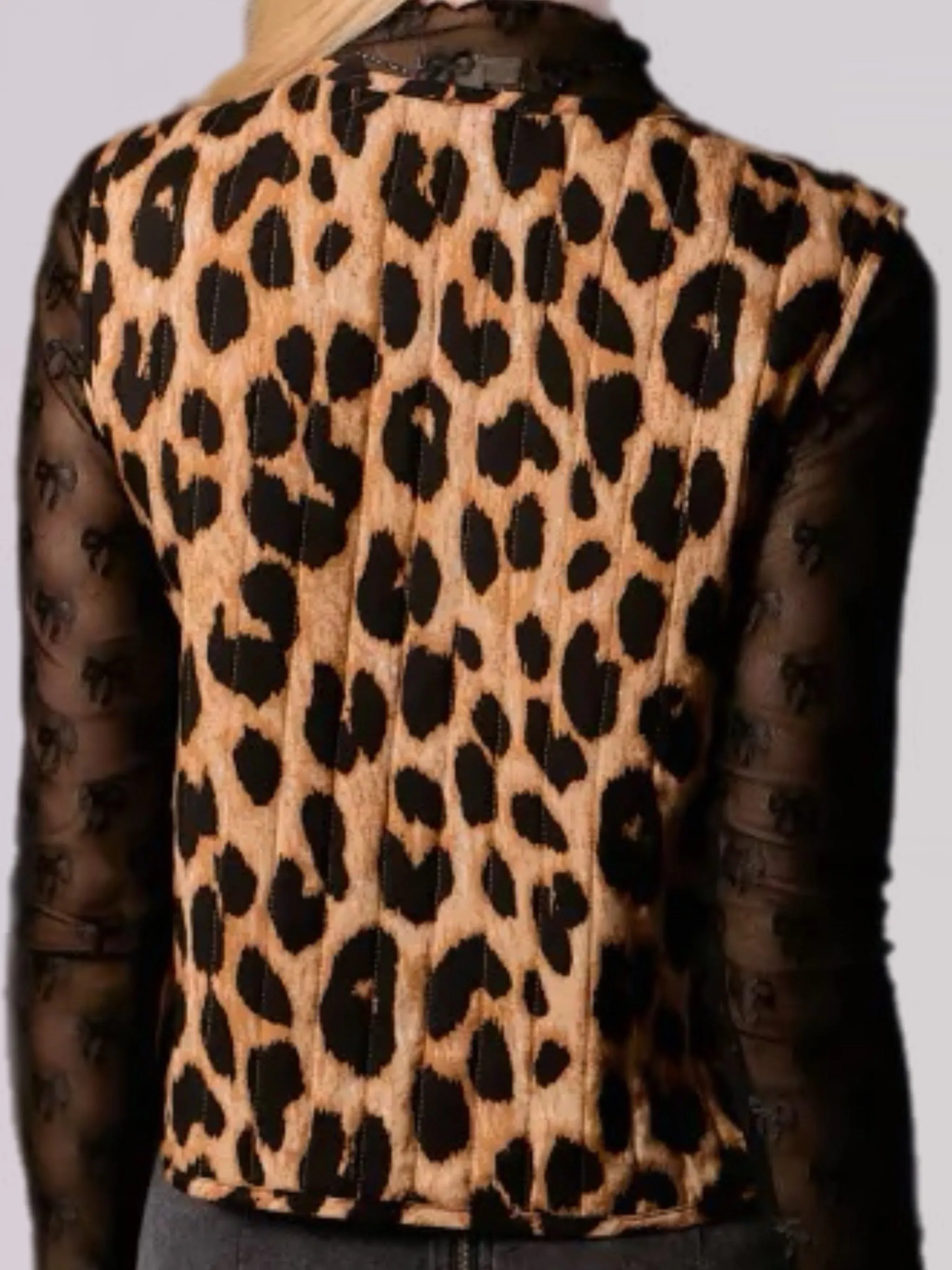 Quilted Leopard Print Bow Tie Vest