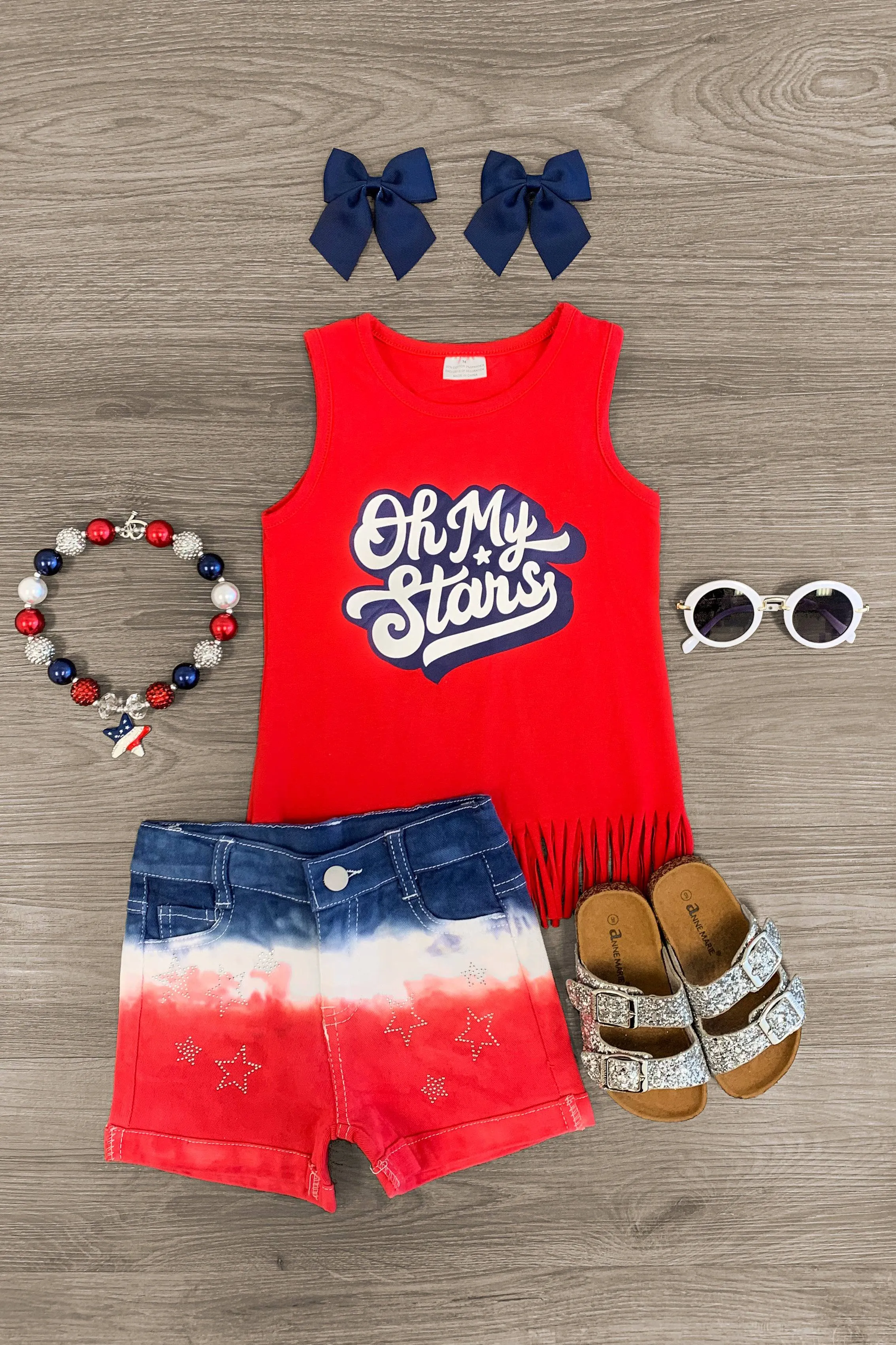 "Oh My Stars" Sequin Fringe Denim Short Set