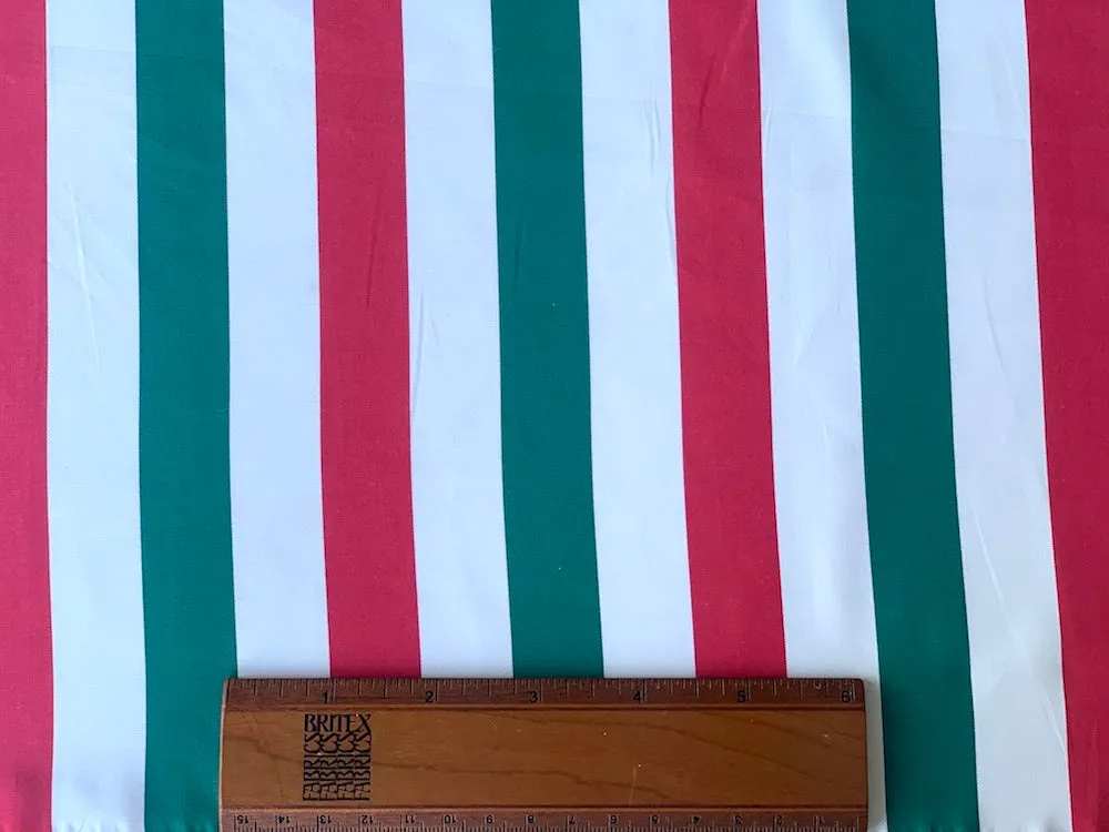 Red, Green & White Striped Fine Cotton Poplin Shirting (Made in Japan)