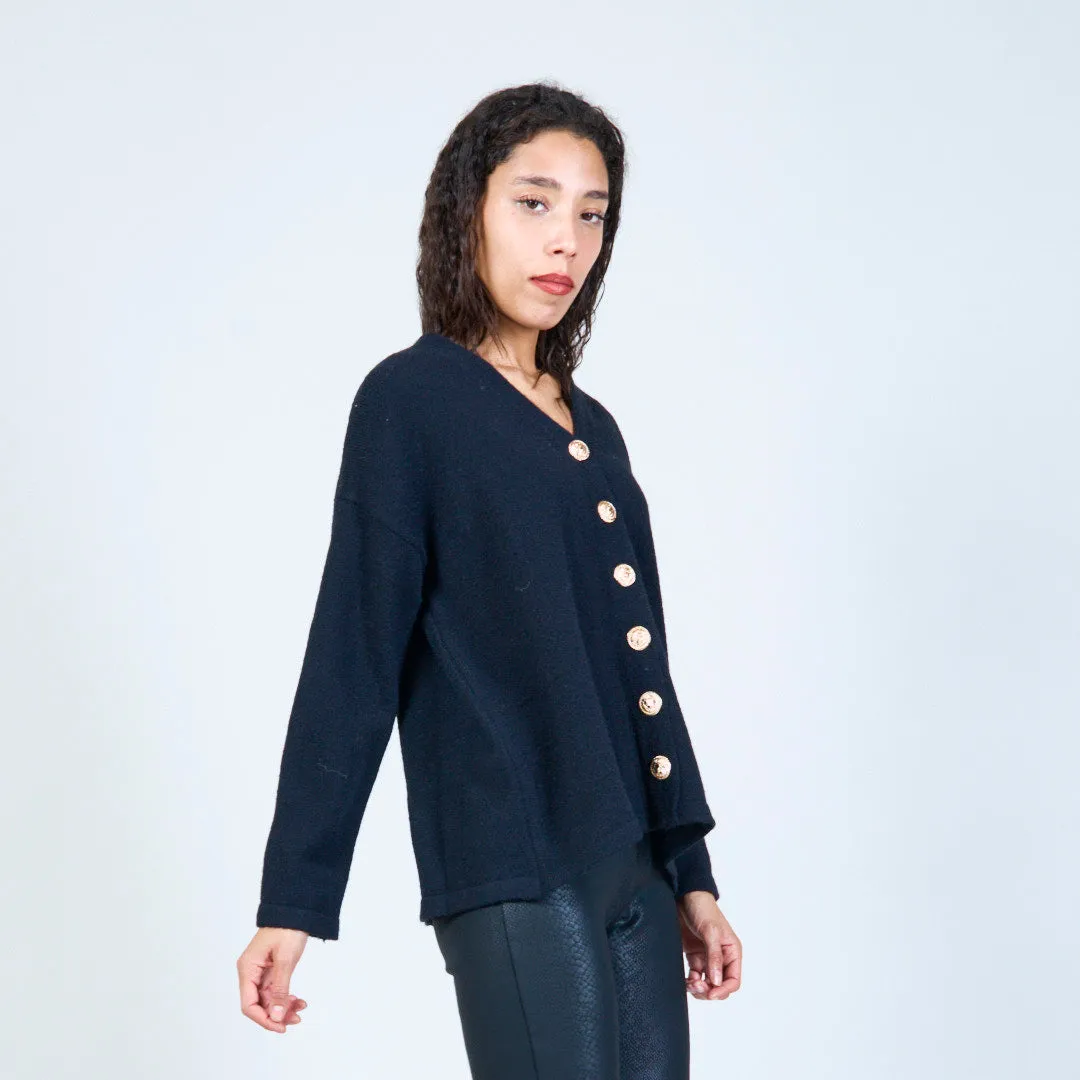 Relaxed fit knit cardigan with gold buttons wholesale