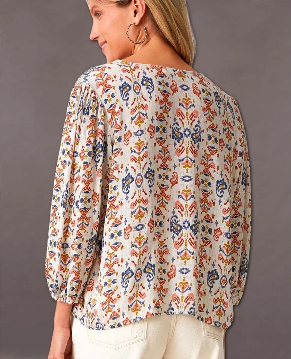 Restocked Bohemian Tie Front Blouse