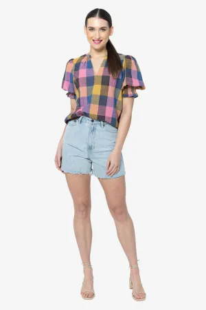 Seeking Lola - Relaxed Butterfly Top - Textured Check