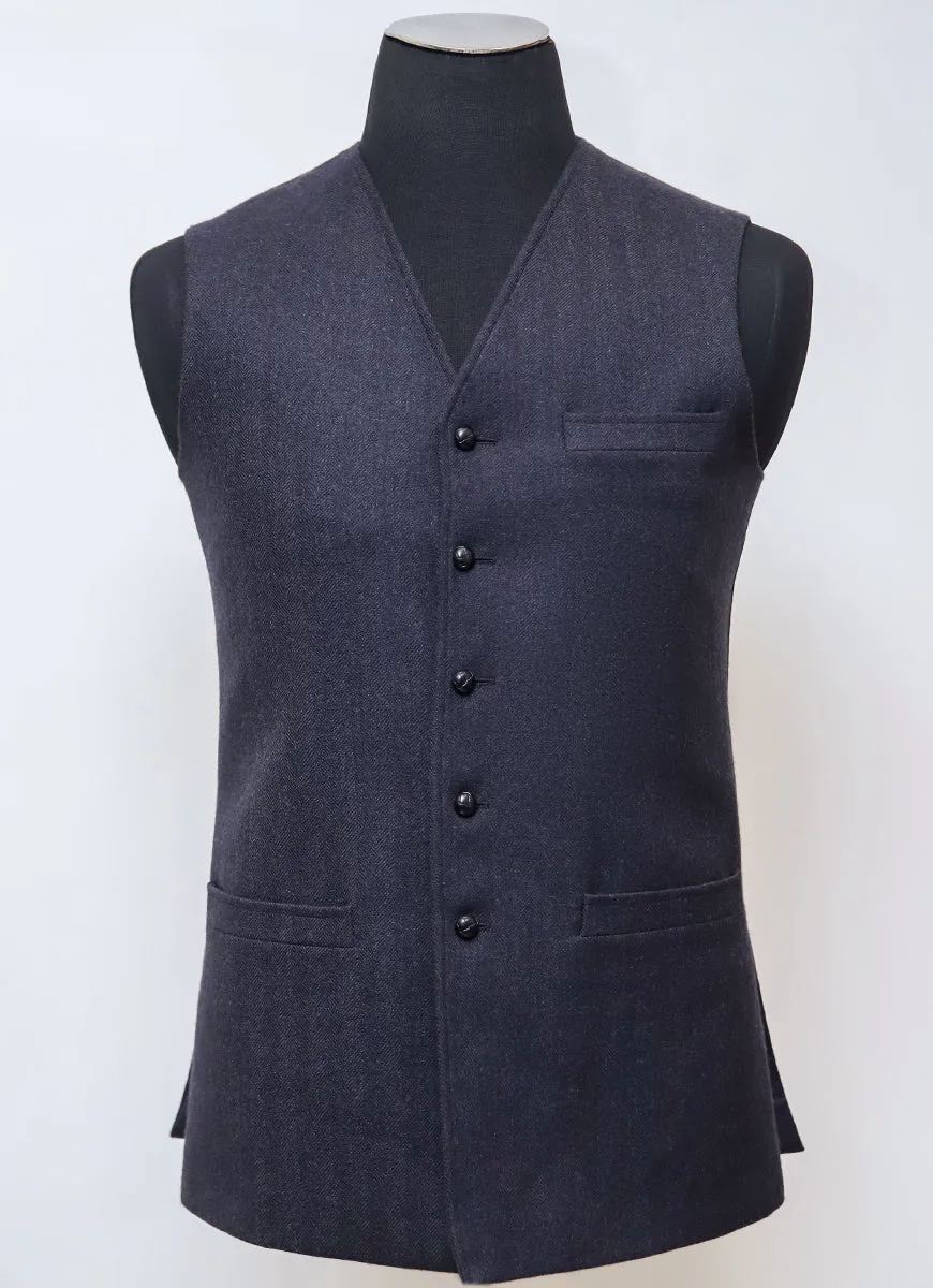 Self Stripes-Dark Grey, Worsted Tweed Wool Rich Waist Coat