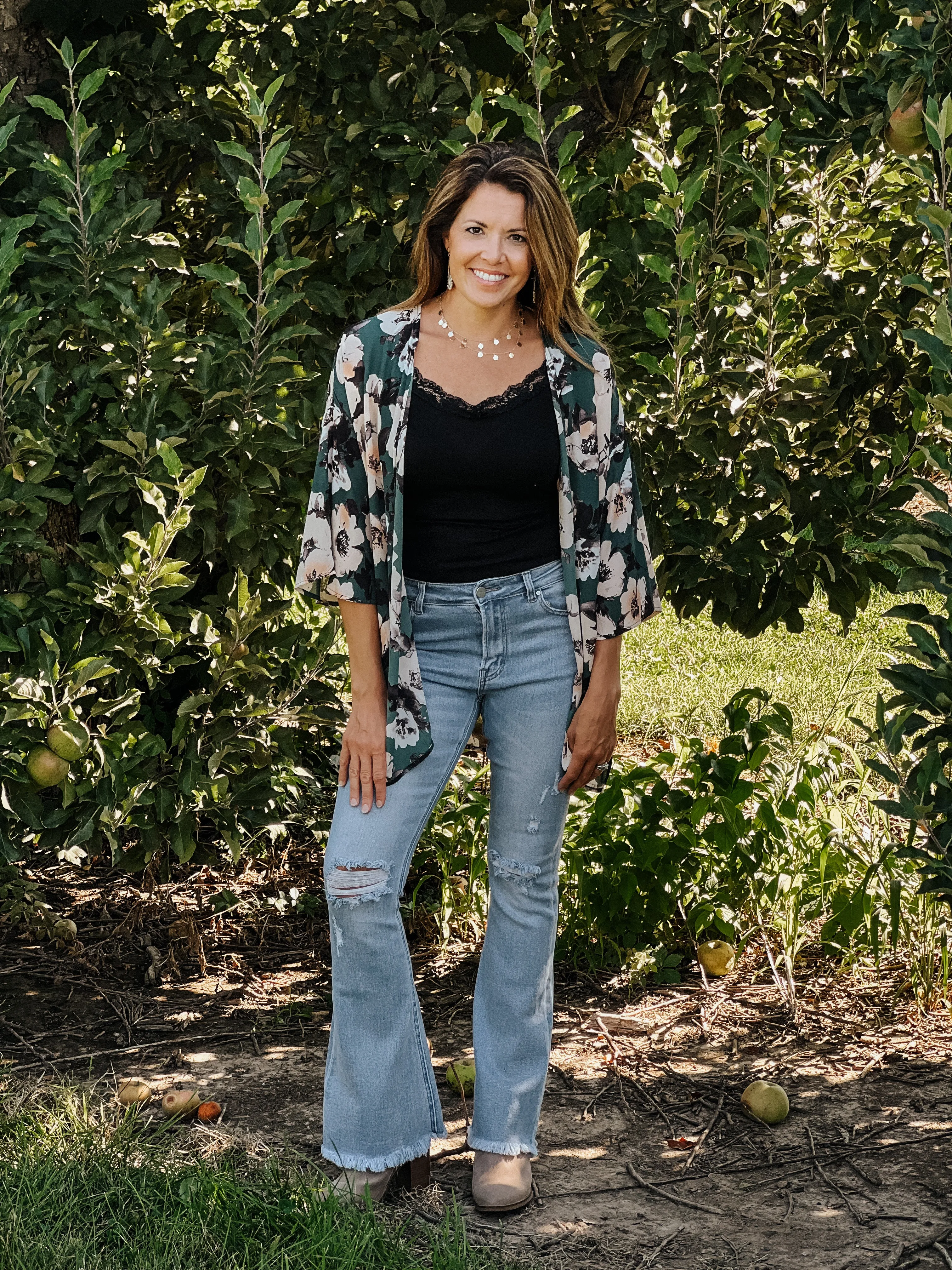 Short Floral Print Cardigan