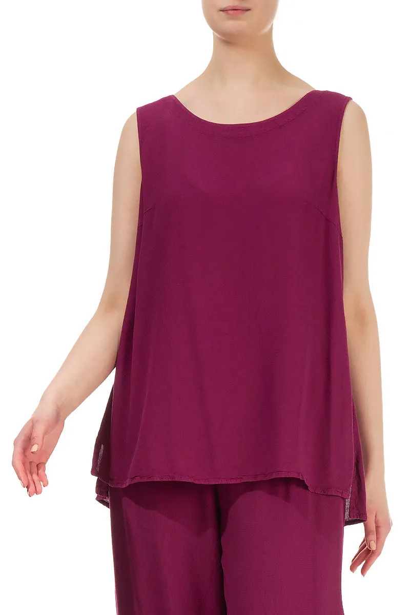 Sleeveless Claret Viscose Top