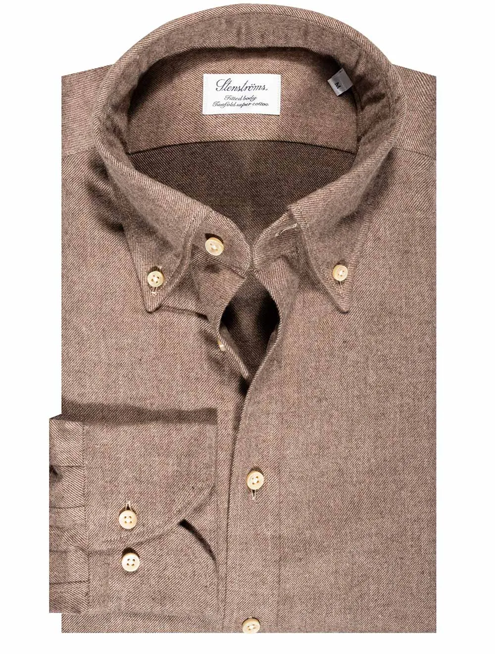 Soft Cotton Twofold Shirt Brown