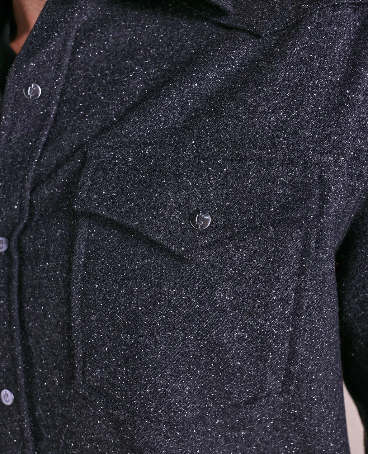 The Wyatt - Wool Donegal Shirt Jacket - Black