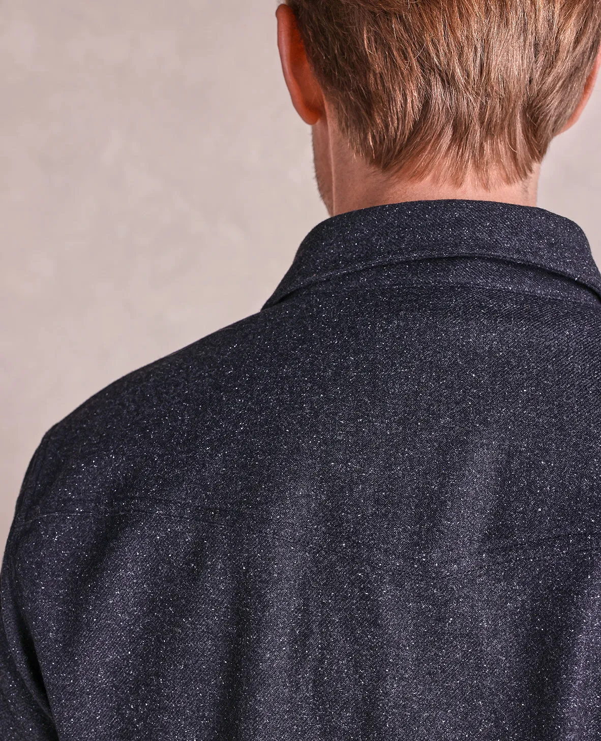 The Wyatt - Wool Donegal Shirt Jacket - Black