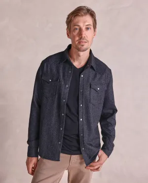 The Wyatt - Wool Donegal Shirt Jacket - Black