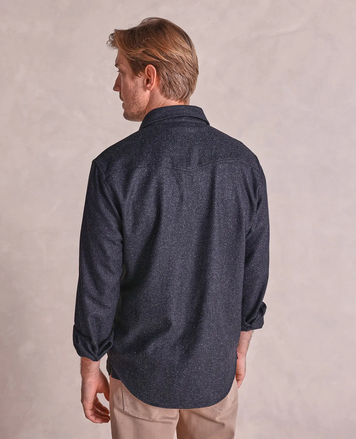 The Wyatt - Wool Donegal Shirt Jacket - Black