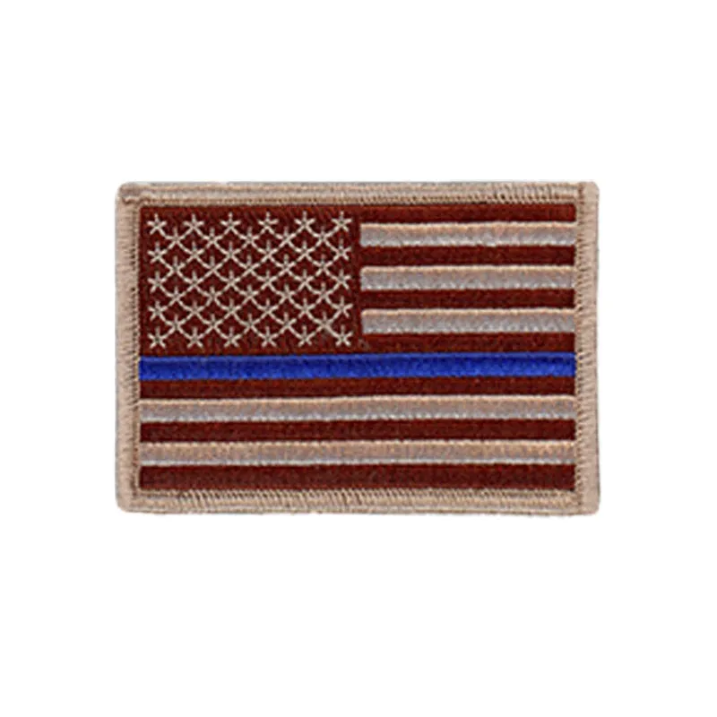 Thin Blue Line American Flag - Brown Hook-and-Loop Patch