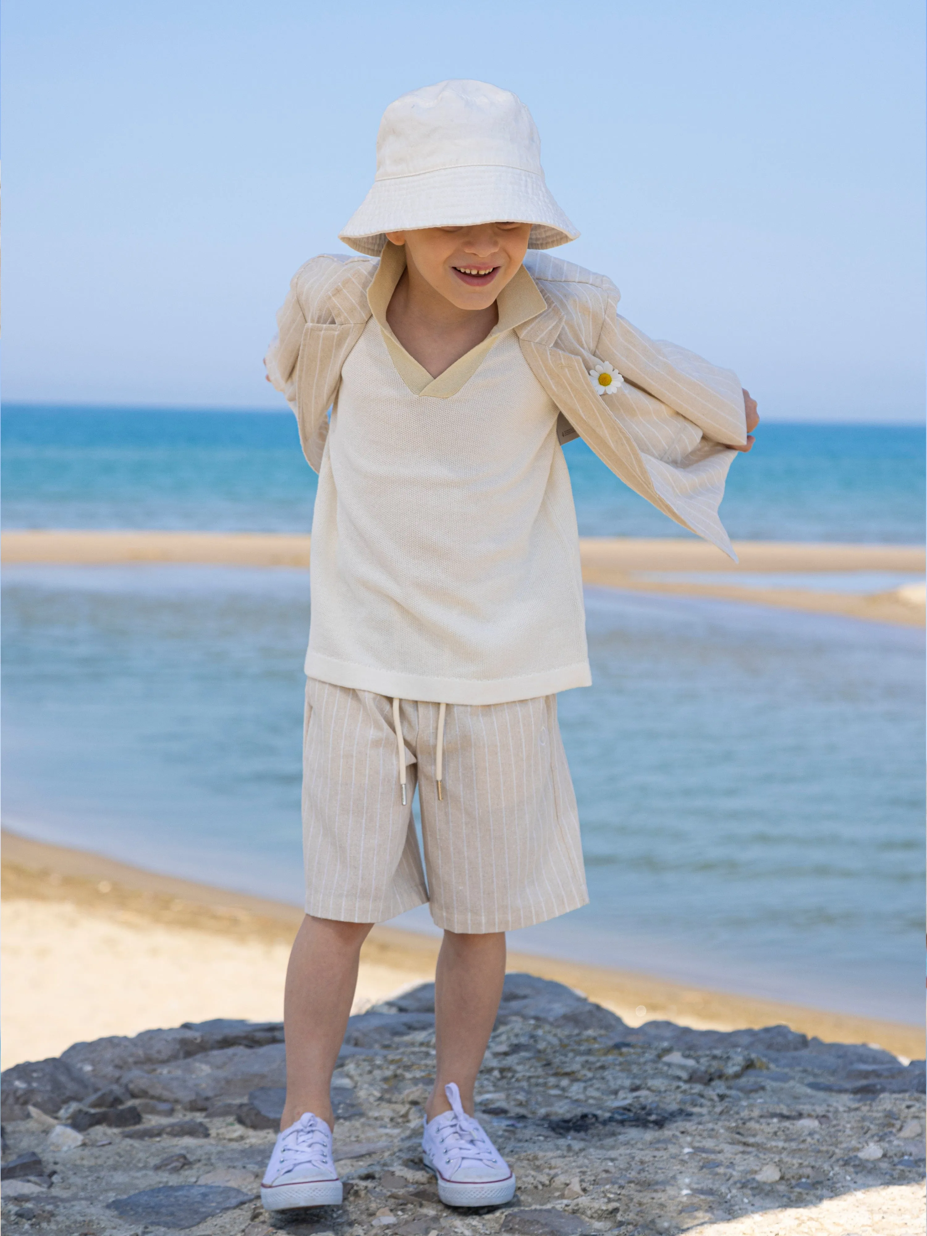 Trussardi Boys Vaplit Bermuda Shorts in Beige